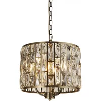 Searchlight Bijou 6583-3AB 3 Light Ceiling Pendant Light In Antique Brass Finish With Crystal Glass