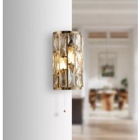 Searchlight Bijou 6582-2AB Wall Light In Antique Brass Finish With Crystal Glass