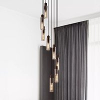 Searchlight Sweden II 8 Light Cluster Ceiling Pendant In Mocha With Amber Glass 88920-8MO
