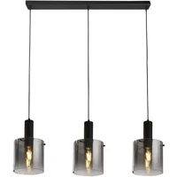 Searchlight Sweden 3 Light Ceiling Bar Pendant Light In Black With Ombre Glass 88912-3BK