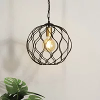 Searchlight Modern 1 Light Orb Ceiling Pendant In Matt Black And Gold