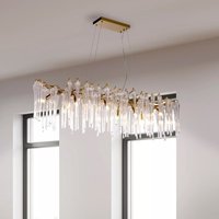 Searchlight Heritage 10 Light Bar Ceiling Pendant In Gold With Clear Glass Drops 10425-10GO