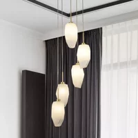 Searchlight Rocky 5 Light Cluster Ceiling Light In Satin Brass Finish With Glass Shades 23146-5SB