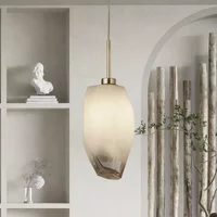 Searchlight Rocky Ceiling Pendant Light In Satin Brass Finish With Glass Shade 23141-1SB