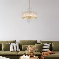 Searchlight Lara 6 Light Ceiling Pendant Light In Gold Finish With Clear Glass Rods 11600-6GO