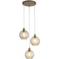 Searchlight Radiance 3 Light Cluster Ceiling Pendant Light In Gold Finish With Champagne Glass 44520-3CP