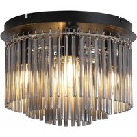 Searchlight Swizzle 5 Light Flush Ceiling Light In Matt Black Finish With Smoked Rods 55620-320SM