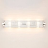 Pillar 4 Light Bathroom Wall Light In Polished Nickel And Clear Glass Rods IP44 G9