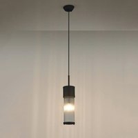Pillar Bathroom Single Ceiling Pendant Light In Satin Black And Clear Glass Rods IP44 E14