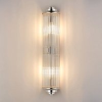 Pillar 2 Light Bathroom Wall Light In Polished Nickel And Clear Glass Rods IP44 E14