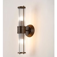 Pillar Up And Down 2 Light Bathroom Wall Light In Bronze And Clear Glass Rods IP44 E14