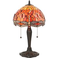 Interiors 1900 64092 Dragonfly Flame Tiffany 2 Light Small Table Lamp In Bronze With Shade Interiors 1900 64092 Dragonfly Flame Tiffany 2 Light Small Table Lamp In Bronze With Shade