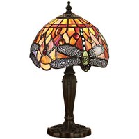Interiors 1900 64091 Dragonfly Flame Tiffany Intermediate 1 Light Table Lamp In Bronze With Shade Interiors 1900 64091 Dragonfly Flame Tiffany Intermediate 1 Light Table Lamp In Bronze With Shade