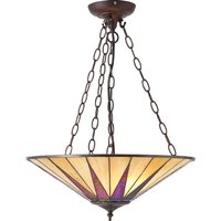 Interiors 1900 70754 Dark Star Tiffany Large 3 Light Inverted Ceiling Pendant Light With Shade Interiors 1900 70754 Dark Star Tiffany Large 3 Light Inverted Ceiling Pendant Light With Shade