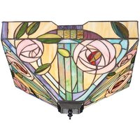 Interiors 1900 70698 Willow Tiffany 2 Light Large Flush Ceiling Light In Bronze Interiors 1900 70698 Willow Tiffany 2 Light Large Flush Ceiling Light In Bronze