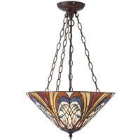Interiors 1900 70750 Hector Tiffany Medium Inverted 3 Light Ceiling Pendant In Dark Bronze Interiors 1900 70750 Hector Tiffany Medium Inverted 3 Light Ceiling Pendant In Dark Bronze