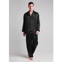 LILYSILK Uomini Pigiama Di Seta Nero 100% Seta Naturale Grande Qualità Drappeggia Bene Romanticismo Temperatura Regolabile L