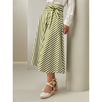 LILYSILK Gonna In Seta Lunga Gessato Verde Classico Motivo A Righe 100% Twill Di Seta Eleganza Senza Tempo E Stile Sofisticato 38