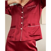 LILYSILK Pigiama In Seta Rosso Pura Seta Drappeggia Bene Delicata Maniche Lunghe Resistente All'Usura Resistente All'Usura Ed Elegante M