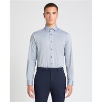 Remus Uomo Tapered Fit Contrast Cotton Shirt In Blue - 16.5