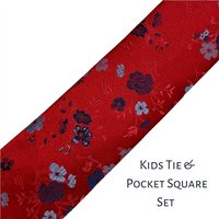 Zazzi Boy's Tie & Pocket Square Set In Red - One