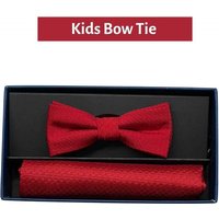 Spagnola Boy's Bow Tie & Pocket Square Set In Red - One