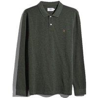 Farah Cunningham Long Sleeve Polo In Green - S