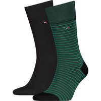 Tommy Hilfiger 2 Pack Small Stripe Socks In Dark Green - One