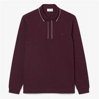 Lacoste Paris Long Sleeve Polo Shirt In Burgundy - M