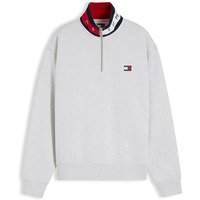 Tommy Jeans Rlx Branded Collar 1/4 Zip In Lt Grey - XS