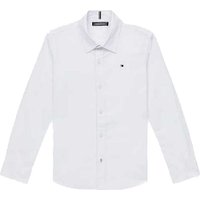 Tommy Jeans Kids Solid Stretch Poplin Shirt In White - 16Y