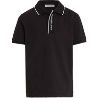 Calvin Klein Jeans Kids Intarsia Pique Polo Shirt In Black - 8Y