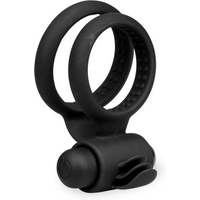Double anneau vibrant Copilot - Cockring penien pour homme et couple - Noir