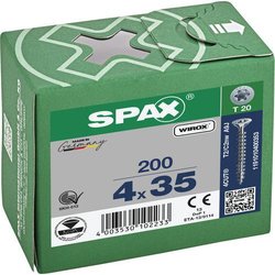 Spax - Vite Universale Con Testa Svasata T-STAR Plus, 4CUT, Filettatura Piena, Bianco Zincato, 4.0 X 35 Mm, 200 Pezzi Spax - Vite Universale Con Testa Svasata T-STAR Plus, 4CUT, Filettatura Piena, Bianco Zincato, 4.0 X 35 Mm, 200 Pezzi