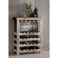Massivmoebel24.de Weinregal Mango / Akazie 70x30x90 weiß gewachst CASTLE-ANTIK #277