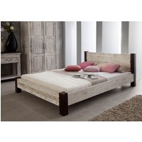 Massivmoebel24.de Bett Mango / Akazie 140x200x75 weiß gewachst CASTLE-ANTIK #403