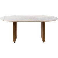 Massivmoebel24.de Esstisch oval Mango 180x90x76 braun lackiert / Marmor weiß BARCELONA #237