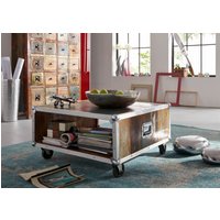 Massivmoebel24.de Couchtisch Altholz 80x80x42 mehrfarbig lackiert INDUSTRIAL #101
