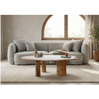 Massivmoebel24.de Couchtisch Sheesham 120x70x35 natur sandgestrahlt lackiert / Marmor weiß ORGANIC COLLECTION #30
