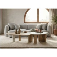 Massivmoebel24.de Couchtisch Sheesham 2er-Set natur sandgestrahlt lackiert / Marmor weiß ORGANIC COLLECTION #33