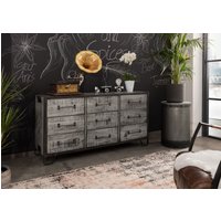Massivmoebel24.de Sideboard Mango 150x45x80 grau lackiert HEAVY INDUSTRY #118