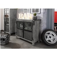 Massivmoebel24.de Sideboard Mango 100x40x90 grau lackiert HEAVY INDUSTRY #127