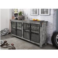 Massivmoebel24.de Sideboard Mango 180x40x90 grau lackiert HEAVY INDUSTRY #150