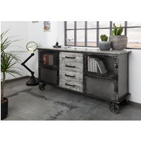 Massivmoebel24.de Sideboard Mango 153x40x80 grau lackiert HEAVY INDUSTRY #153