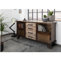 Massivmoebel24.de Sideboard Mango 153x40x80 braun lackiert HEAVY INDUSTRY #253