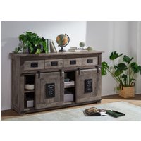 Massivmoebel24.de Sideboard Mango 150x45x90 grau lackiert RAILWAY #220