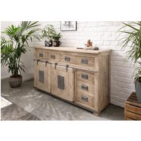 Massivmoebel24.de Sideboard Mango 150x45x90 whitewash lackiert RAILWAY #320