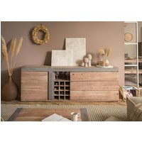 Massivmoebel24.de Sideboard Akazie 215x45x75 beige lackiert Amsterdam #129