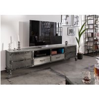 Massivmoebel24.de TV-Board Mango 220x40x60 grau lackiert HEAVY INDUSTRY #132