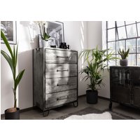 Massivmoebel24.de Kommode Mango 81x46x122 grau lackiert HEAVY INDUSTRY #117